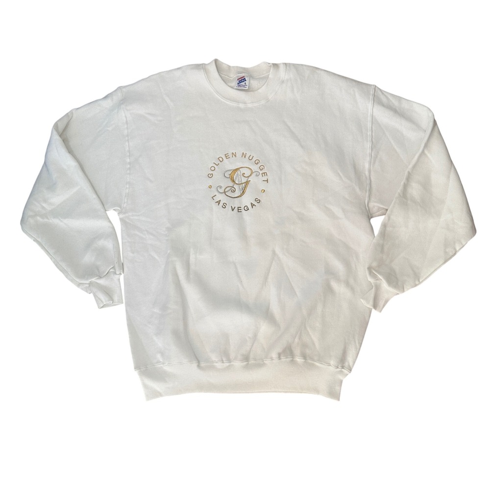 Vintage Jerzees Golden Nugget Las Vegas Sweatshirt Embroidered White Women Large